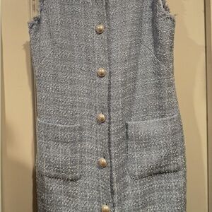 Kate Spade Blue Tweed Dress with Pearl Buttons